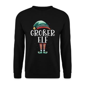 Weihnachten Partnerkostüm Großer Elf Elfe Elfen - Unisex Pullover - Schwarz - Vorne - Alina (178cm) & Michal (187cm)