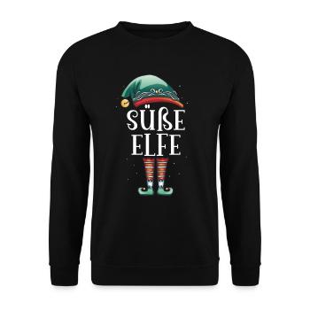 Weihnachten Partnerkostüm süße Elf Elfe Elfen - Unisex Pullover - Schwarz - Vorne - Alina (178cm) & Michal (187cm)