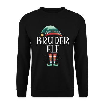 Weihnachten Partnerkostüm Bruder Elf Elfe Elfen - Unisex Pullover - Schwarz - Vorne - Alina (178cm) & Michal (187cm)