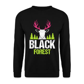 Black Forest Deer Antler Pink - Unisex Sweatshirt - black - Front - Alina (178cm) & Michal (187cm)