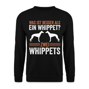 Zwei Whippet Hund Whippet Windhund - Unisex Pullover - Schwarz - Vorne - Alina (178cm) & Michal (187cm)
