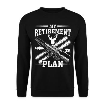 Skiing My Retirement Plan Skier Hunter Angler - Unisex Sweatshirt - black - Front - Alina (178cm) & Michal (187cm)