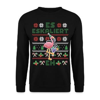 Christmas Flamingo It Escalates Anyway - Unisex Sweatshirt - black - Front - Alina (178cm) & Michal (187cm)