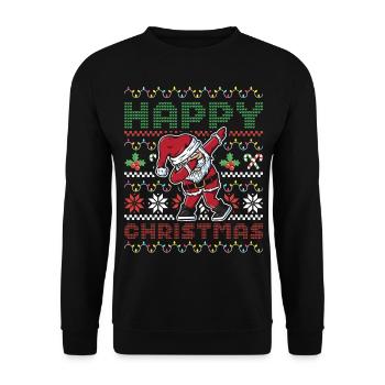 Happy Christmas Dabbing Santa Dab Dance Santa - Unisex Pullover - Schwarz - Vorne - Alina (178cm) & Michal (187cm)