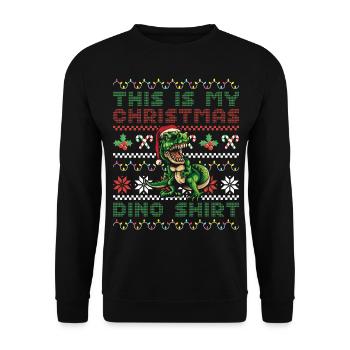 C’est ma chemise de Noël Dino Dinosaure de Noël - Sweat-shirt Unisexe - noir - Devant - Alina (178cm) & Michal (187cm)