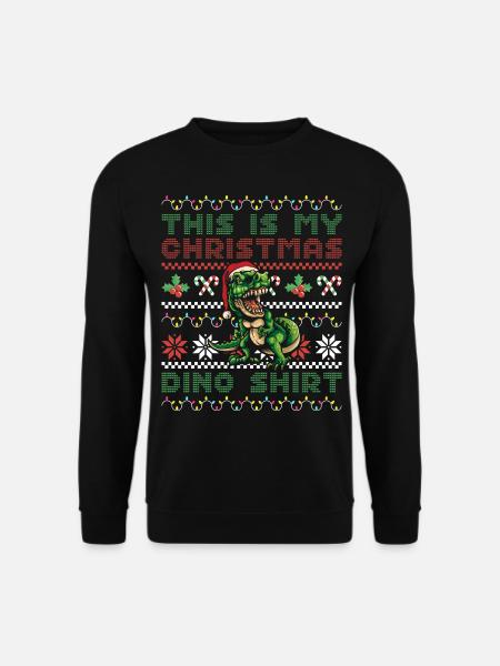 This Is My Christmas Dino Shirt Christmas Dinosaur - Unisex Pullover - Schwarz