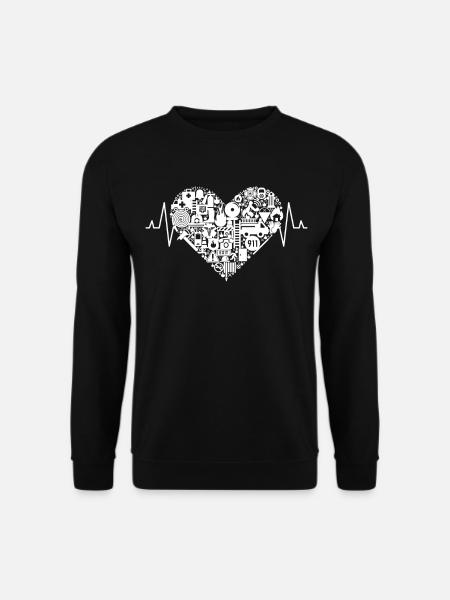 Feuerwehr Herz Feuerwehrmann Herzschlag EKG 112 - Unisex Pullover - Schwarz