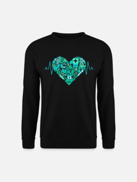 Sanitäter Herzschlag EKG Rettungsdienst Herz - Unisex Pullover - Schwarz
