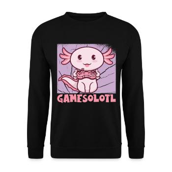 Gamesolotl Cute Kawaii Axolotl - Unisex Sweatshirt - black - Front - Alina (178cm) & Michal (187cm)