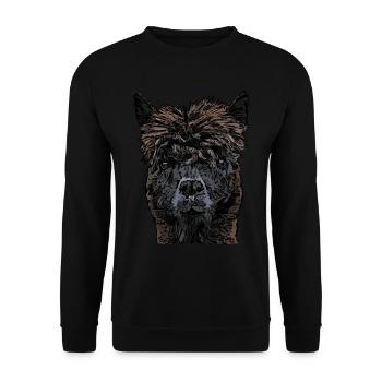 Lama Animal Face - Unisex Sweatshirt - black - Front - Alina (178cm) & Michal (187cm)