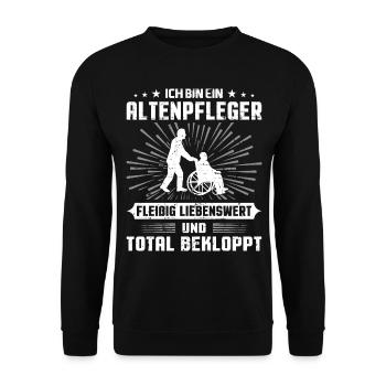 Altenpfleger Pflegedienst Pflegehelfer - Unisex Pullover - Schwarz - Vorne - Alina (178cm) & Michal (187cm)