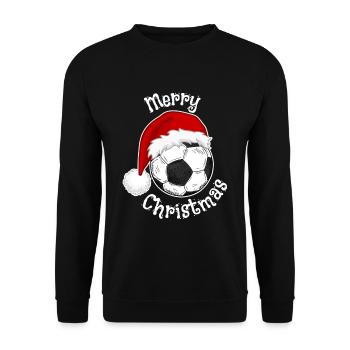 Fußballer Weihnachtsdesign Fußball Weihnachtsmütze - Unisex Pullover - Schwarz - Vorne - Alina (178cm) & Michal (187cm)