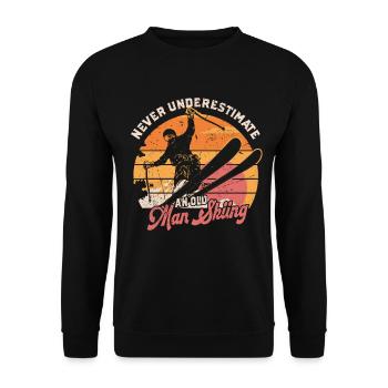 Never Underestimate An Old Man Skiing Skier - Unisex Sweatshirt - black - Front - Alina (178cm) & Michal (187cm)