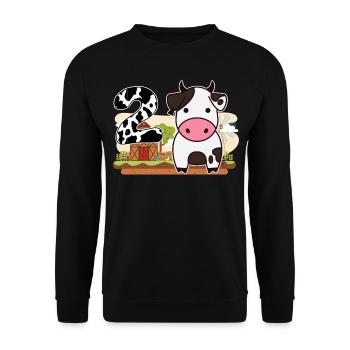 2nd Bday Cow 2nd birthday - Unisex Sweatshirt - black - Front - Alina (178cm) & Michal (187cm)