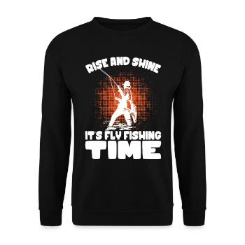Fly Fishing Fishing Fish Angler Angel Gift - Unisex Sweatshirt - black - Front - Alina (178cm) & Michal (187cm)