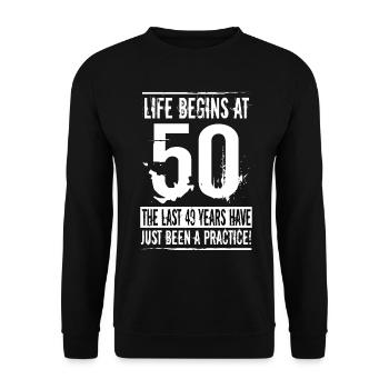 50 Geburtstag - Unisex Pullover - Schwarz - Vorne - Alina (178cm) & Michal (187cm)