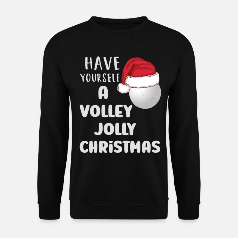Volleyball mit Weihnachtsmütze - Unisex Pullover - Schwarz