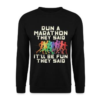 Marathon Marathonlauf Marathonläufer Geschenk - Unisex Pullover - Schwarz - Vorne - Alina (178cm) & Michal (187cm)