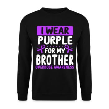 Brother Purple Ribbon Twin Overdose Awareness - Unisex Pullover - Schwarz - Vorne - Alina (178cm) & Michal (187cm)