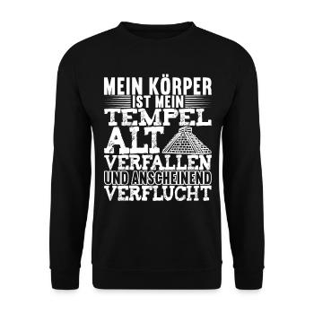 Mein Körper Ist Mein Tempel Sarkasmus - Unisex Pullover - Schwarz - Vorne - Alina (178cm) & Michal (187cm)