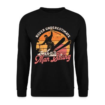 Never Underestimate An Old Man Skiing Skier - Unisex Sweatshirt - black - Front - Alina (178cm) & Michal (187cm)