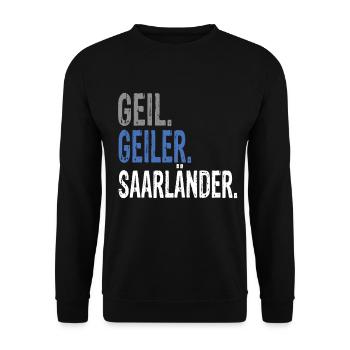 Geil Geiler Saarländer - Unisex Pullover - Schwarz - Vorne - Alina (178cm) & Michal (187cm)