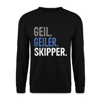 Geil Geiler Skipper - Unisex Pullover - Schwarz - Vorne - Alina (178cm) & Michal (187cm)