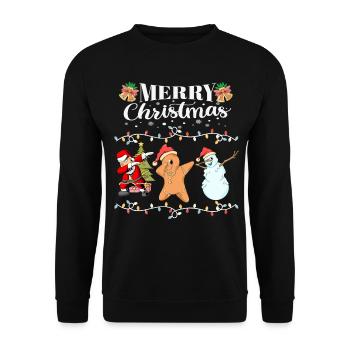 Joyeux Noël Dabbing Crew - Sweat-shirt Unisexe - noir - Devant - Alina (178cm) & Michal (187cm)