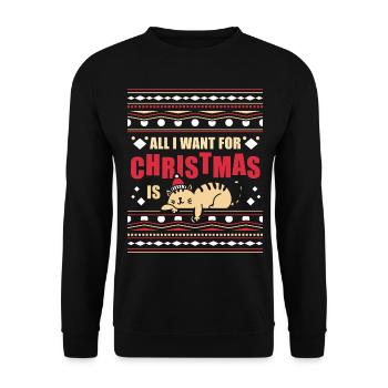 Tout ce que je veux pour Noël, c’est un pull moche pour chat - Sweat-shirt Unisexe - noir - Devant - Alina (178cm) & Michal (187cm)