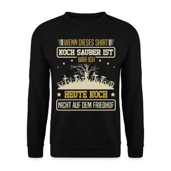 Leichenbestatter Bestattung Totengräber Bestatter - Unisex Pullover - Schwarz - Vorne - Alina (178cm) & Michal (187cm)