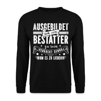 Leichenbestatter Bestattung Totengräber Bestatter - Unisex Pullover - Schwarz - Vorne - Alina (178cm) & Michal (187cm)