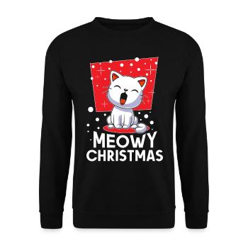 Meowy Christmas Christmas Cat Meow - Unisex Sweatshirt - black - Front - Alina (178cm) & Michal (187cm)