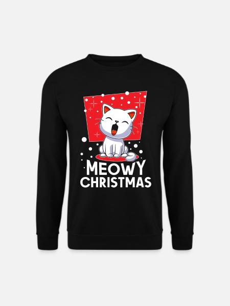 Meowy Christmas Weihnachten Katze Miau - Unisex Pullover - Schwarz