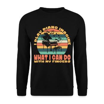 Piano Klavier Pianist Geschenk - Unisex Pullover - Schwarz - Vorne - Alina (178cm) & Michal (187cm)