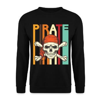 Conception rétro de crâne de pirate - Sweat-shirt Unisexe - noir - Devant - Alina (178cm) & Michal (187cm)
