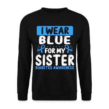 Sister Blue Ribbon Twin Diabetes Awareness - Unisex Sweatshirt - black - Front - Alina (178cm) & Michal (187cm)
