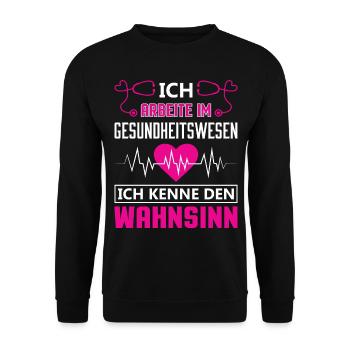 Altenpfleger Pflegedienst Pflegehelfer - Unisex Pullover - Schwarz - Vorne - Alina (178cm) & Michal (187cm)
