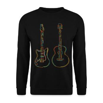 Gitarrist Geschenk Regenbogen Saiten Musiker - Unisex Pullover - Schwarz - Vorne - Alina (178cm) & Michal (187cm)