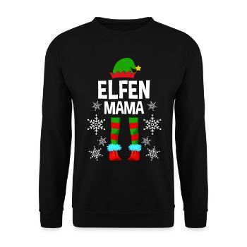 Elfen Mama Elfe Partnerlook Weihnachten Weihnachts - Unisex Pullover - Schwarz - Vorne - Alina (178cm) & Michal (187cm)