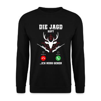 Die Jagd Ruft An Jäger - Unisex Pullover - Schwarz - Vorne - Alina (178cm) & Michal (187cm)