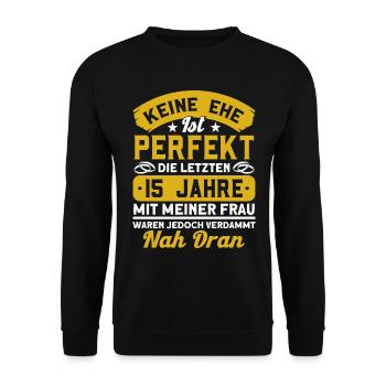 15. Hochzeitstag Kristallhochzeit Ehepaar Geschenk - Unisex Pullover - Schwarz - Vorne - Alina (178cm) & Michal (187cm)