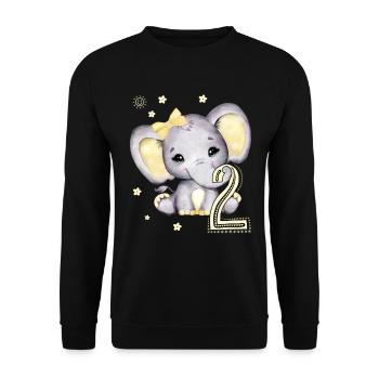 Kids 2nd Birthday Elephant Girl - Unisex Sweatshirt - black - Front - Alina (178cm) & Michal (187cm)