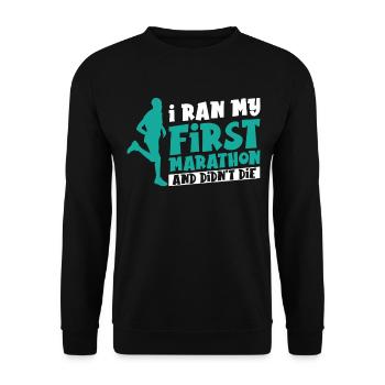 Marathon Marathon Marathon Runner Gift - Unisex Sweatshirt - black - Front - Alina (178cm) & Michal (187cm)