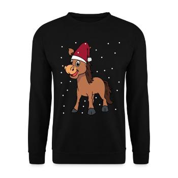 Nikolaus Esel Pferd Pony Xmas Schnee Weihnachten - Unisex Pullover - Schwarz - Vorne - Alina (178cm) & Michal (187cm)