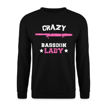 Fagott Musikerin Spielerin crazy bassoon lady - Unisex Pullover - Schwarz - Vorne - Alina (178cm) & Michal (187cm)