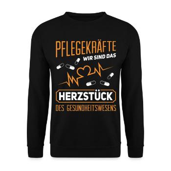 Altenpfleger Pflegedienst Pflegehelfer - Unisex Pullover - Schwarz - Vorne - Alina (178cm) & Michal (187cm)