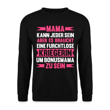 Bonusmama Stiefmama Stiefmutter - Unisex Pullover - Schwarz - Vorne - Alina (178cm) & Michal (187cm)