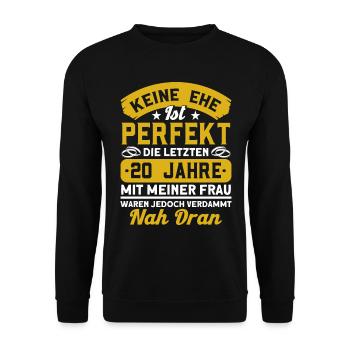20. Hochzeitstag Porzellanhochzeit Ehepaar - Unisex Pullover - Schwarz - Vorne - Alina (178cm) & Michal (187cm)