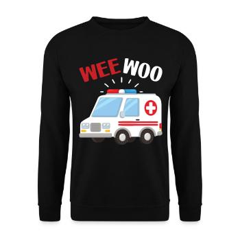 Wee Woo Sanitäter Rettungsdienst Geschenk - Unisex Pullover - Schwarz - Vorne - Alina (178cm) & Michal (187cm)