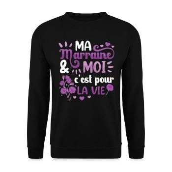 Filleule Marraine - Sweat-shirt Unisexe - noir - Devant - Alina (178cm) & Michal (187cm)